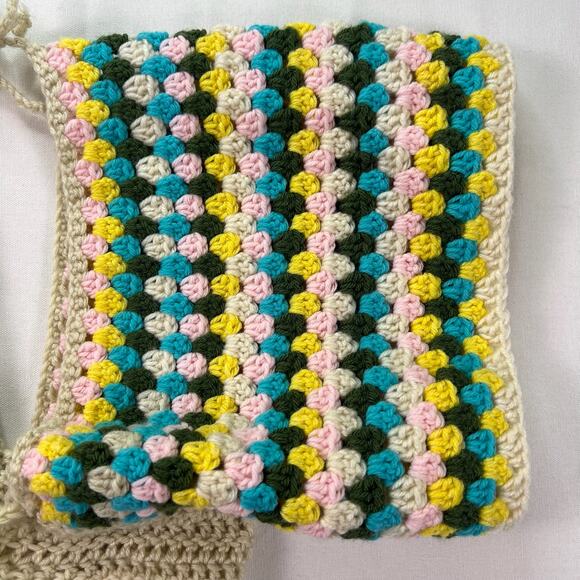 Handmade Crochet Granny Square Shrug Bolero XXS Tie Back Boho Festival Crop Top - Picture 6 of 11